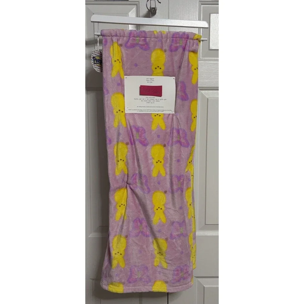 Peeps Happy Easter Plush Throw Blanket 60x70 Pink Bunny Butterfly Oversized